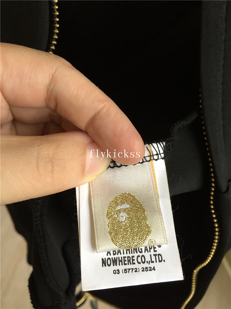 A Bathing Ape Premium BAPE Black Gold Shark Hoodie